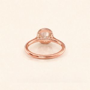 Anillo de Compromiso con Diamante Cultivado en Laboratorio, Corte Redondo, Certificado por IGI, Oro Amarillo/Blanco y Rosa de 14K, Engaste de Bisel con Pavé de Diamantes, Anillo de Novia - Product Image 2