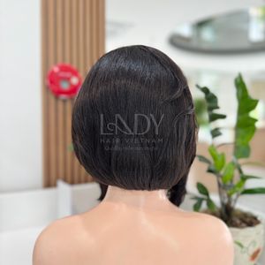 Perruques courtes pour femmes noires, extensions de cheveux bruts vietnamiens, perruques frontales, 100% - Product Image 4