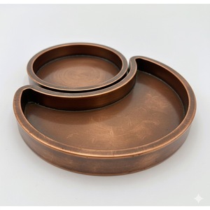 Ensemble de plateaux à chips et à trempette en cuivre de qualité supérieure pour servir des collations et des sauces, finition polie, plateau à chips et à trempette pour la maison et les restaurants - Product Image 5