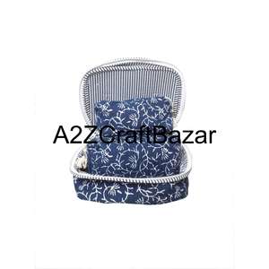 Exporter Of Luxury 100% Cotton Quilted Vanity <b>Makeup</b> Bags For Bridal Vanity Bags With Modern Print Durable Zipper For Daily Use - Product Image 3