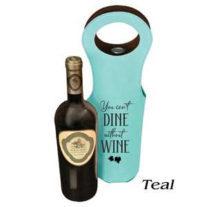 Dine Without Wine Engraved Wine Bag Housewarming Gift Wine Lover Gift <b>Carrier</b> Girls Night <b>Bottle</b> LEB-0032B - Product Image 1
