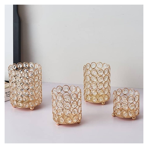 Bougeoirs chauffe-plat en cristal et chandeliers en métal pour la maison hôtel café bar pour décorations de table de noël - Product Image 2