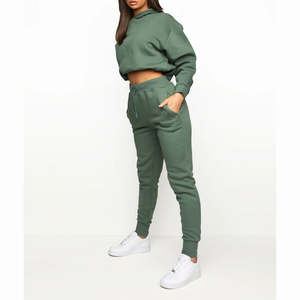 Survêtement d'hiver pour femmes Survêtement en coton polaire épais 2 pièces Sweatshirt à capuche et pantalon Survêtement pour femme - Product Image 6