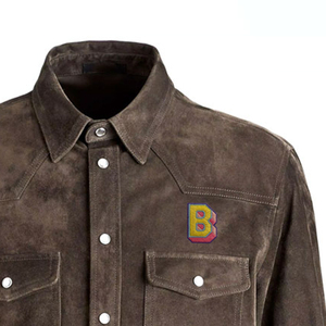 Camisa de cuero de gamuza personalizada para hombre, último estilo con decoración de botones y camisa de gamuza de cuero con bolsillo - Product Image 3