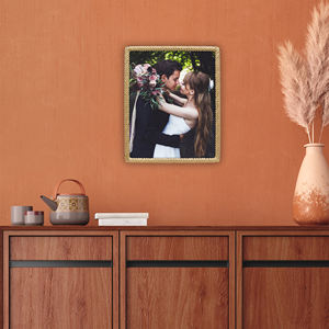 Marco de fotos de aleación de zinc, forma rectangular dorada, patrón punteado, regalo de alta gama, regalo de aniversario - Product Image 5