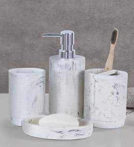 Top Trending White Resin Bathroom Accessories Handcrafted <b>Bath</b> and Soap <b>Set</b> Available in Bulk - Product Image 2