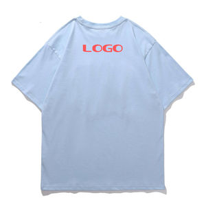 Camiseta estampada de algodón de alta calidad para hombre, ropa de calle de Color sólido personalizada, camisetas personalizables de peso pesado - Product Image 2