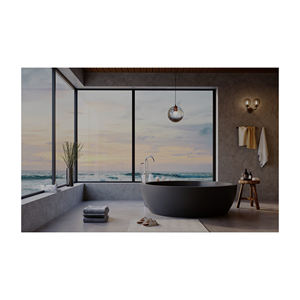 Sistema de bañera de baño negro mate de latón montado en el suelo independiente Caño de cascada tradicional Grifo de ducha de bañera Mármol - Product Image 1