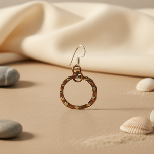 Boucles d'oreilles uniques en cuivre avec des accents plaqués or, bijoux de mode, cadeau - Product Image 2