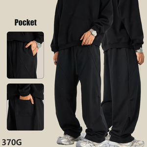 Pantalones de chándal acampanados de peso pesado de gran tamaño personalizados OEM, pantalones de chándal holgados de pierna ancha de rizo francés para hombre - Product Image 4