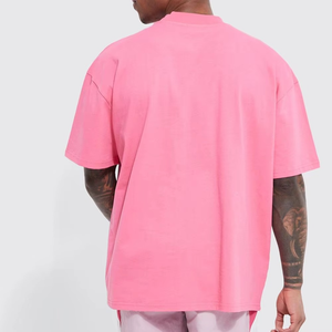 Precio al por mayor Regular Fit manga corta Camiseta cuello redondo de los hombres de alta calidad transpirable liso hombro caído camiseta - Product Image 6