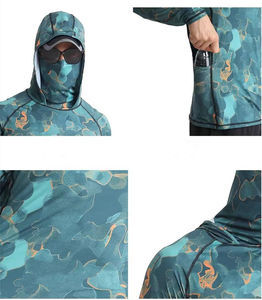 Personnalisé UPF 50 + Pêche Bouche À Capuche À Manches Longues À Séchage Rapide Polyester Pêche Masque Chemise UV Cache-Cou Avec Poches - Product Image 6