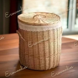 Panier à linge en osier de rotin écologique tissé à la main pour enfants panier à linge avec couvercle décor à la maison salle de bain panier à linge sale - Product Image 6