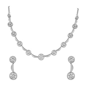 Alex Jewellery Western Bloom Circle AD Gargantilla Conjunto de collar para mujeres y niñas con pendientes Joyería de diamantes - Product Image 3