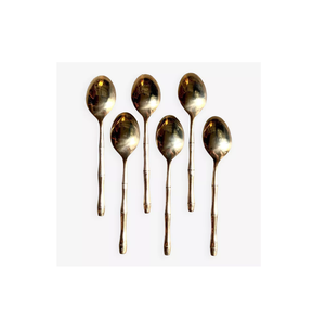 Cuillère en laiton design de luxe manche court en bambou cuillère à dîner accessoires d'ustensiles de cuisine à domicile meilleur prix - Product Image 2