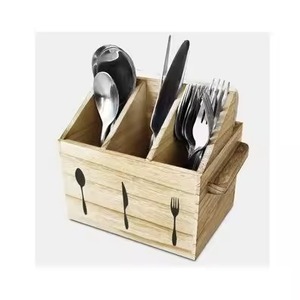 Rangement pour couverts en bois avec compartiments profonds pour organiser soigneusement les épices, les condiments et les accessoires de table - Product Image 2