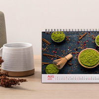 Calendrier de bureau portable personnalisé en papier, avec reliure spirale double, planificateur mensuel de table pour entreprises