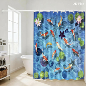 Custom Printed Waterproof Shower Shower <b>Curtain</b> for Bathroom Waterproof Polyester <b>with</b> <b>Hooks</b> - Product Image 1