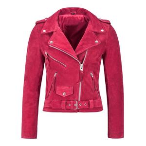 Chaqueta Bomber de Cuero de Gamuza Rosa para Mujer con Relleno de Algodón Transpirable de Piel de Oveja Auténtica, Estilo Motociclista - Product Image 1