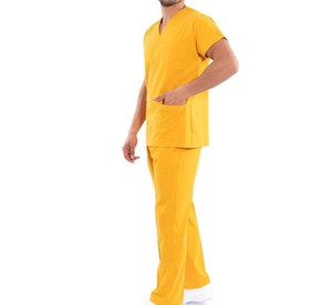 Durable Men's <b>Scrub</b> <b>Set</b> Short Sleeve Stand Collar with Anti-Wrinkle Feature Reasonable Price Hospital Uniforms - Product Image 2
