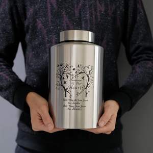 Urnas grandes de 220 libras para cenizas femeninas masculinas adultas, urna de cremación decorativa para cenizas humanas, árbol del amor, plata, tamaño personalizado - Product Image 2