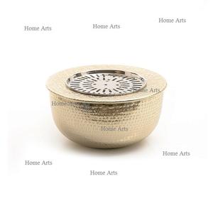 Chauffe-théière en aluminium couleur or avec chauffage Dallah de forme ronde de qualité de luxe pour les mariages et les événements - Product Image 4