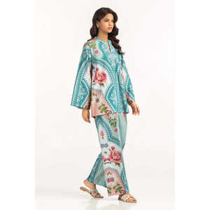 ชุดเซ็ตพิมพ์ลายโบฮีเมียนผ้าแคมบริก รุ่น IPST-77150 ผ้าเครป ชุดสองชิ้นสำหรับฤดูใบไม้ผลิ/ฤดูร้อน ไซส์ XS เสื้อท่อนบน - Product Image 3