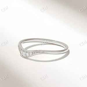 Meilleure vente Bague de mariage en or massif 18 carats certifiée minuscule diamant contour 5 pierres empilable pour femme - Product Image 6