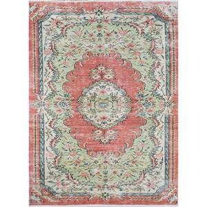 Alfombra de Lana Anudada a Mano, Rectangular, Abstracta, con Medallón Verde Vintage, para el Hogar, Alfombra Grande para Sala de Estar, Pasillo, Pae-2443 - Product Image 1