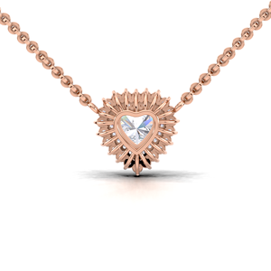 Collar con colgante de doble halo de diamante cultivado en laboratorio de 1 quilate en forma de corazón, de lujo, en oro amarillo, blanco y rosa de 9 quilates, joyería nupcial de diseñador. - Product Image 2