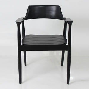 Fauteuil de salle à manger moderne en teck massif noir, design minimaliste, écologique et durable pour restaurant, café, hôtel, ferme, extérieur - Product Image 2