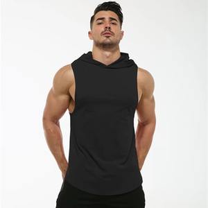 Best Quality Men Sport Hooded Vest Running Training Quick Drying Tank <b>Tops</b> Hoodies Workout <b>Reflective</b> Stripe Sleeveless Vest - Product Image 6