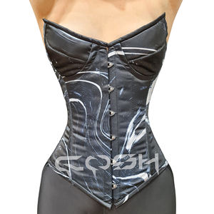 Corset à armatures imprimé marbre noir par sublimation numérique, style mode - Product Image 4