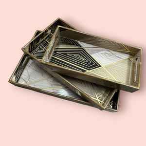 ถาดไม้พิมพ์ลาย Meena ทนทาน เป็นมิตรกับสิ่งแวดล้อม งานฝีมือลาย Meenakari สำหรับตกแต่งบ้าน ใช้กับเครื่องล้างจานได้ - Product Image 1