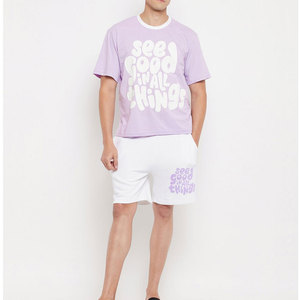 2023 gros personnalisé hommes été deux pièces coton à manches courtes survêtements ensembles t-shirt et court ensemble pour hommes - Product Image 1