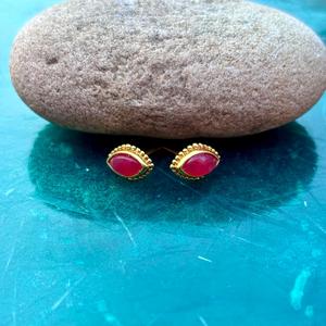 สีแดง ONYX ต่างหูพลอยธรรมชาติเครื่องประดับใน925เงินแท้ปรับแต่งได้กระดุมด้วยเงินสเตอร์ลิง - Product Image 4