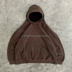 Sweat-shirt épais bleu ciel Kanye pour homme, surdimensionné, 450 g/m², effet délavé à l'acide - Product Image 5