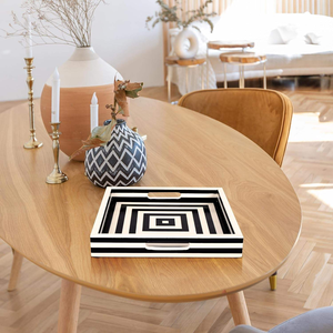 Bandejas con incrustaciones de hueso con resina Bandejas para servir con incrustaciones de hueso hechas a mano Bandejas decorativas con incrustaciones de hueso por Crescent Crafts - Product Image 2