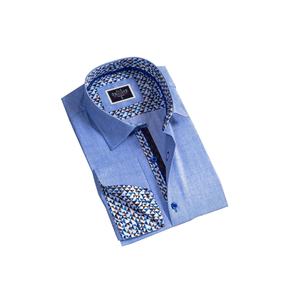 Chemise en coton et soie imprimée avec boutons de manchette et doubles poignets français - Product Image 5