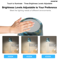 Lampe de bureau moderne sans fil à LED, abat-jour en plastique, batterie rechargeable, éclairage réglable à 3 couleurs, contrôle tactile, intensité variable
