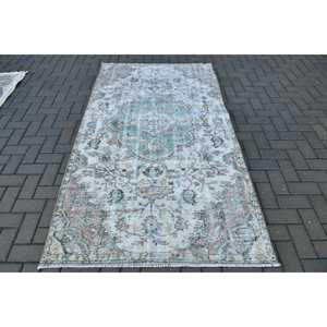 Tapis turc, 4,1x7,4 pieds, tapis camouflage blanc en laine - Product Image 1