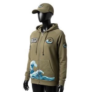 Sudadera con Capucha Completa para Mujer, Tejido Grueso de 320 GSM, Felpa de Algodón, Diseño de Paneles en Tonos Tierra, Apliques Personalizados, Bordado, Sudaderas Básicas - Product Image 4