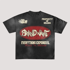 2025 personnalisé 100% coton imprimé Boxy Fit français éponge t-shirt à manches courtes col épais DTG imprimer hommes t-shirt - Product Image 4