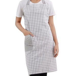 Delantal sin mangas teñido en hilo de lino y algodón 100% gris a cuadros para uso doméstico y comercial, para hoteles y restaurantes - Product Image 1