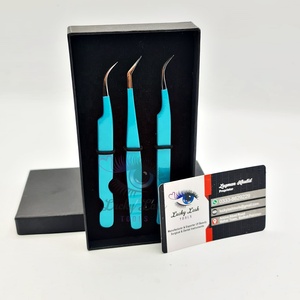 NC Customized High-Silver Stainless Steel Lashes Set Smooth Grip Eyelash Eyebrow Extension Tweezers Volume Color Box Nouveau - Product Image 4