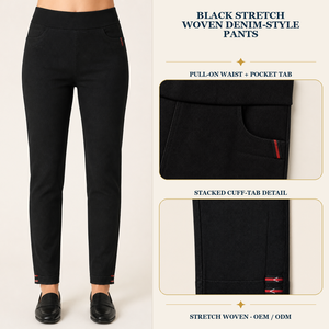 <span class=keywords><strong>Pantaloni</strong></span> da Donna in Denim Elasticizzato, Stile Slim Fit, Vita Elastica, <span class=keywords><strong>con</strong></span> Tasche, OEM ODM - Product Image 1
