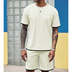 Transpirable logotipo personalizado precio al por mayor hombres cuello redondo Camiseta y conjunto corto dos piezas conjunto de ropa de verano - Product Image 2