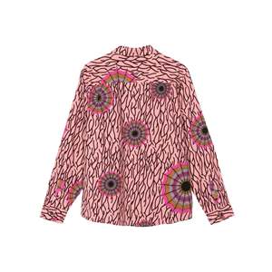<span class=keywords><strong>Camicia</strong></span> Casual in Flanella 100% Cotone con Motivo a Ragnatela e Fiori, Collo Alto, <span class=keywords><strong>Maniche</strong></span> <span class=keywords><strong>Corte</strong></span> per Autunno ed Estate - Product Image 2