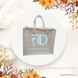 Sac fourre-tout en toile de jute naturel pliable et réutilisable imprimé écologique recyclé avec logo personnalisé pour emballage de cadeau de mariage - Product Image 5