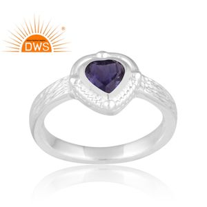 Anillo de piedras preciosas de iolita natural de plata esterlina de diseño hecho a mano, joyería personalizada para mujer, regalo para ella - Product Image 1